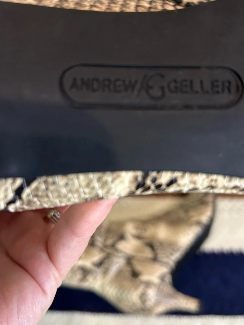 Andrew Geller Black and White Snake-Print Over-The-Knee Boots